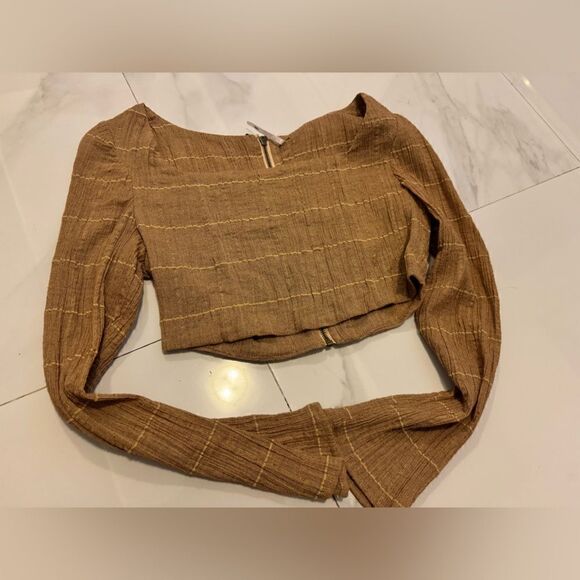 Free People Tops - Free people brown long sleeve crop top #3